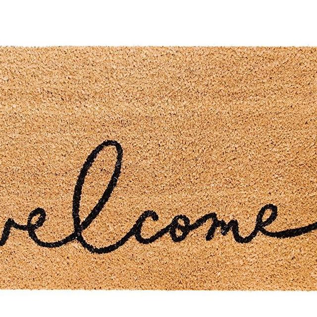 Theodore Magnus Natural Coir Doormat with Non-Slip Backing - 17 x 30 - Outdoor / Indoor - Natural - Warm Greeting - COIR-1730-15-219