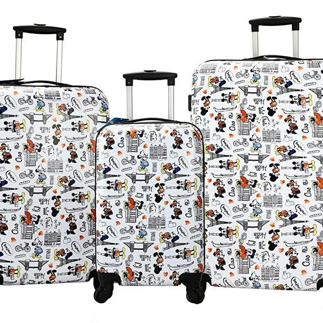 Mickey Mouse and Minnie Mouse Greeting 3 Piece White Luggage Assortment Set