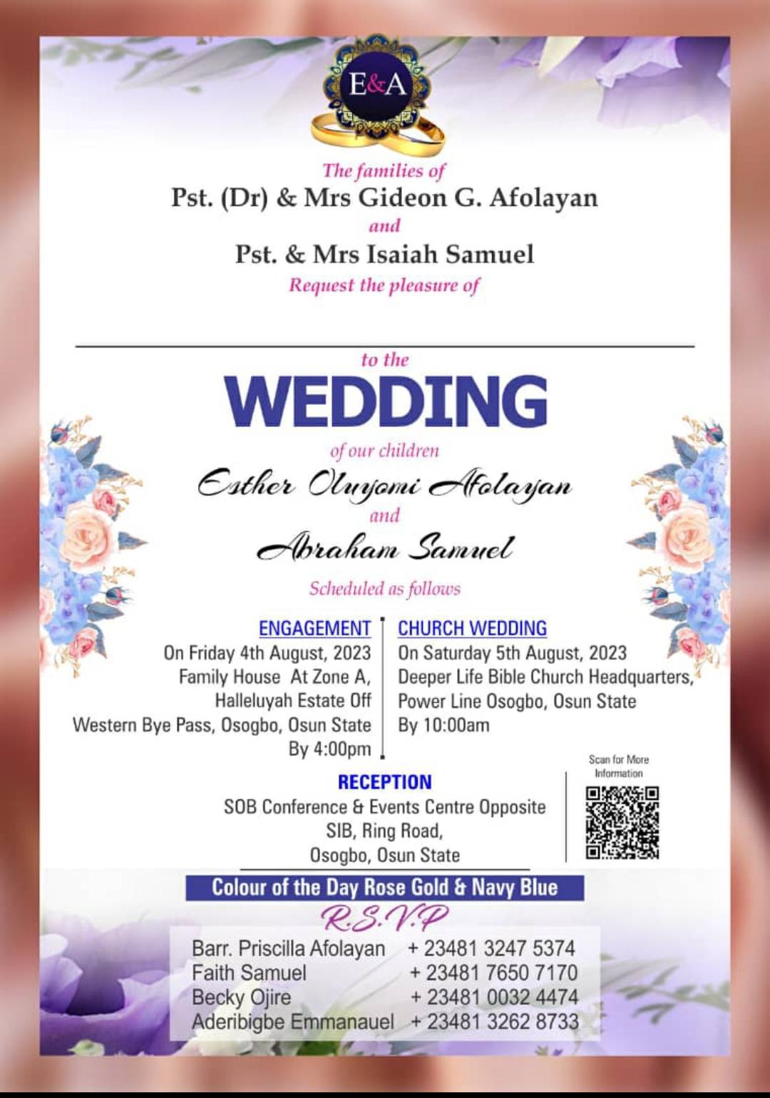 The Wedding Website of Esther Afolayan and Abraham Samuel