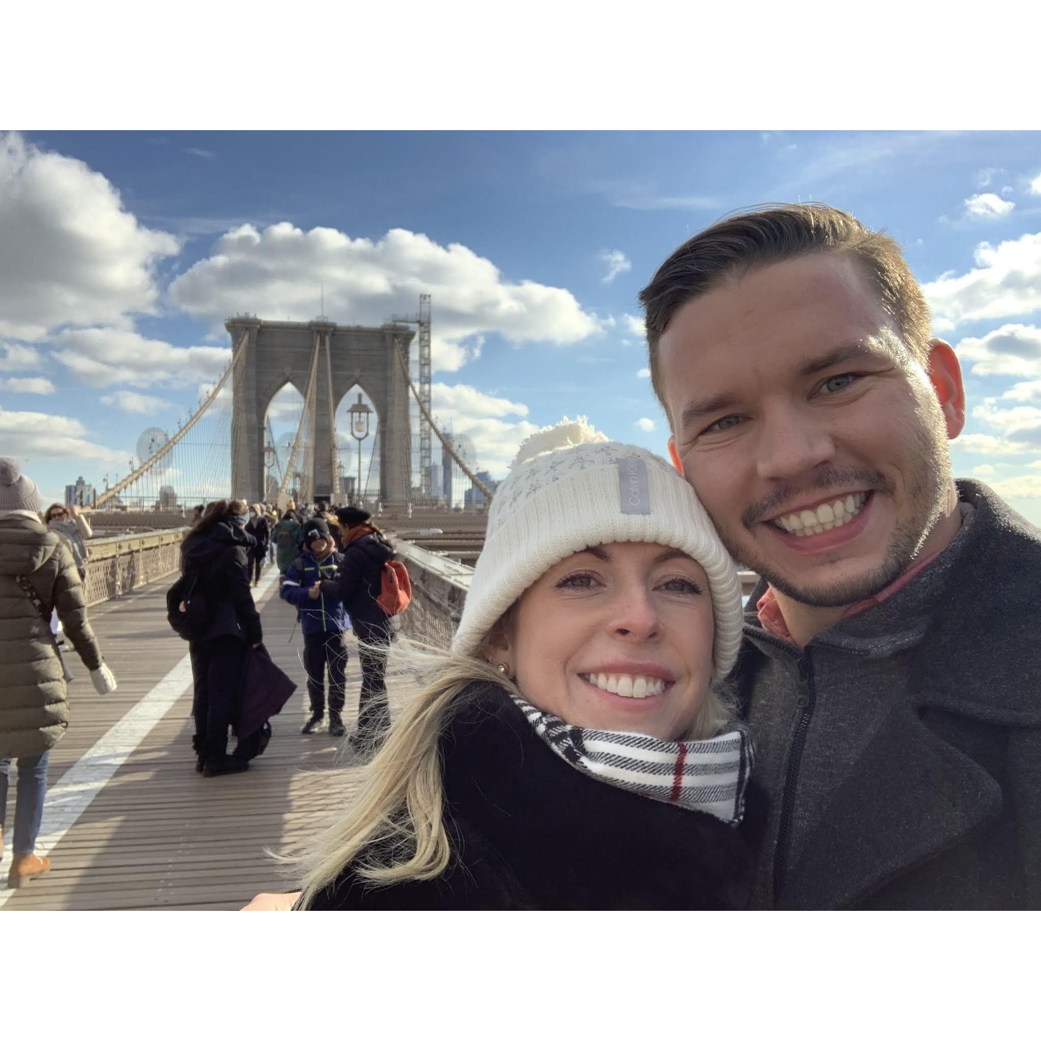 During our trip to NYC, we ended up on the Brooklyn Bridge with no bathrooms anywhere to be found for poor Cait