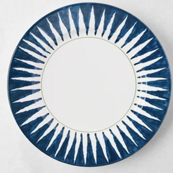 Peter Dunham + Hudson Grace Indigo Blue Hand-Painted Sunburst Dinner Plate