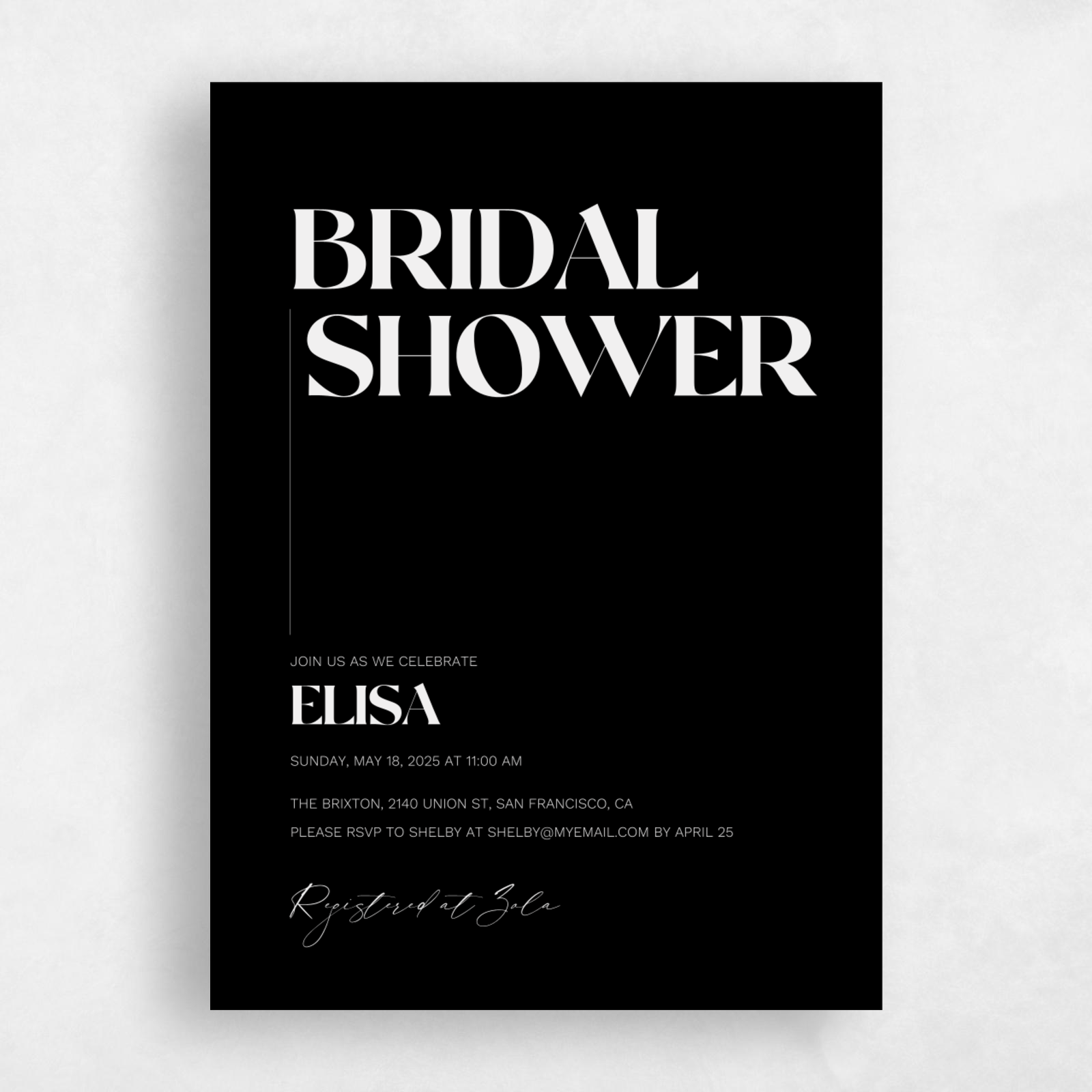 Carlisle Type | White | Zola Wedding & Bridal Shower Invitations