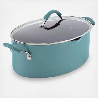 Cucina Nonstick Covered Oval Pasta Pot with Pour Spout