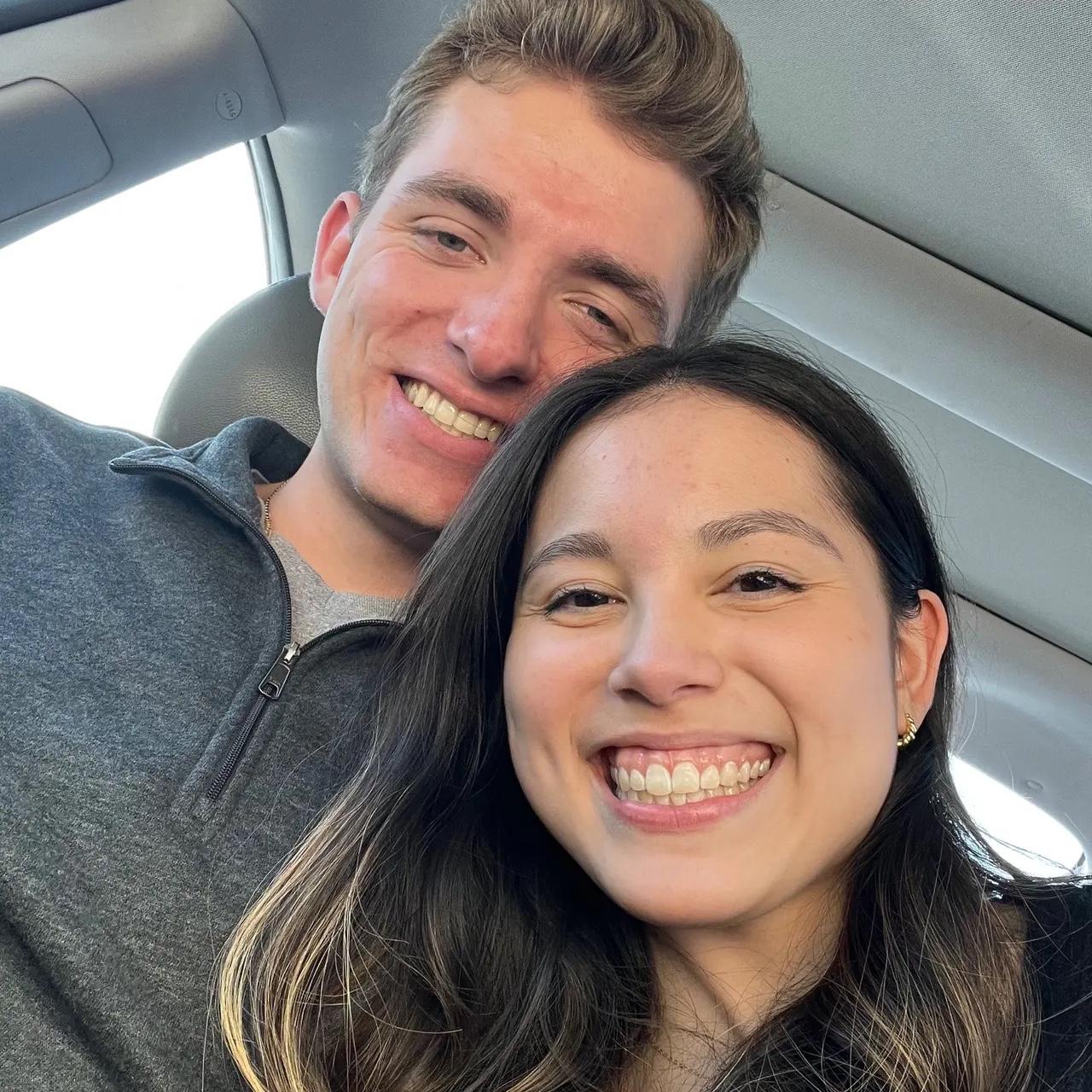 We took many car selfies at first and this was in front of our go-to coffee shop to this day, Black Rifle in Woodstock!