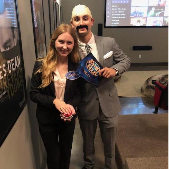 Steve Harvey and a contenstant for Halloween