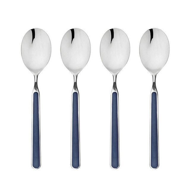 Fantasia Italian Stainless Steel Dessert Spoons, Set of 4 - Cobalt