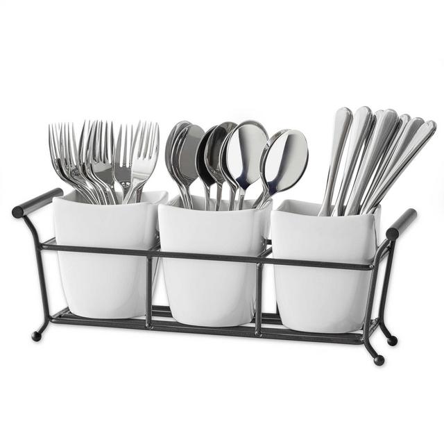 B. Smith 4-Piece Flatware Caddy in White