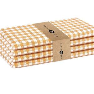 Native Fab Gingham Plaid Check Cloth Dinner Napkins - Set of 4-100% Cotton 16x16 inches Soft, Absorbent, Hotel Quality - Easy Care, Washable, All Events, Everyday Use - Mustard Yellow