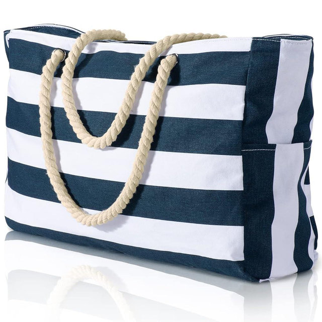 Becokan Beach Bags for Women, Large Waterproof Beach Tote Bag Zipper Beach Bags Waterproof Sandproof Swim Pool Bag Large Tote