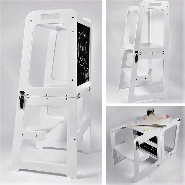 Kitchen helper tower - Table and Chair All-In-One with chalkboard, Kitchen step stool, Stepping stool, Montessori furniture