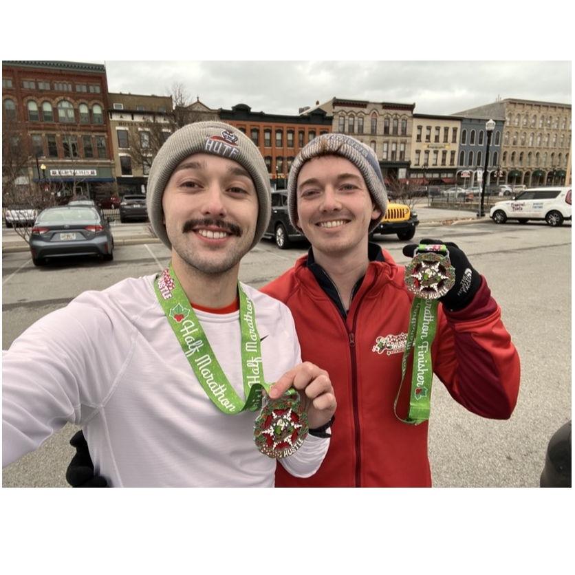 First half marathon together. It was the Santa Hustle in Sandusky... in the dead of winter