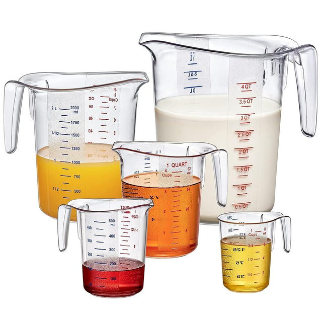 Amazing Abby - Melissa - Unbreakable Plastic Measuring Cups (5-Piece Set), Food-Grade Measuring Jugs, 1/2/4/8/16-Cup Capacity, Stackable and Dishwasher-Safe, Great for Oil, Vinegar, Flour, More