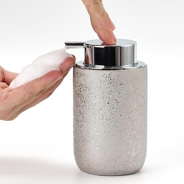 Foaming Soap Dispenser,Ceramic Foam Soap Dispenser with Foaming Pump,12oz Foaming Hand Soap Dispenser for Countertop,Silver Soap Dispenser Bathroom for Hand Soap,Luxury Kitchen Soap Dispenser
