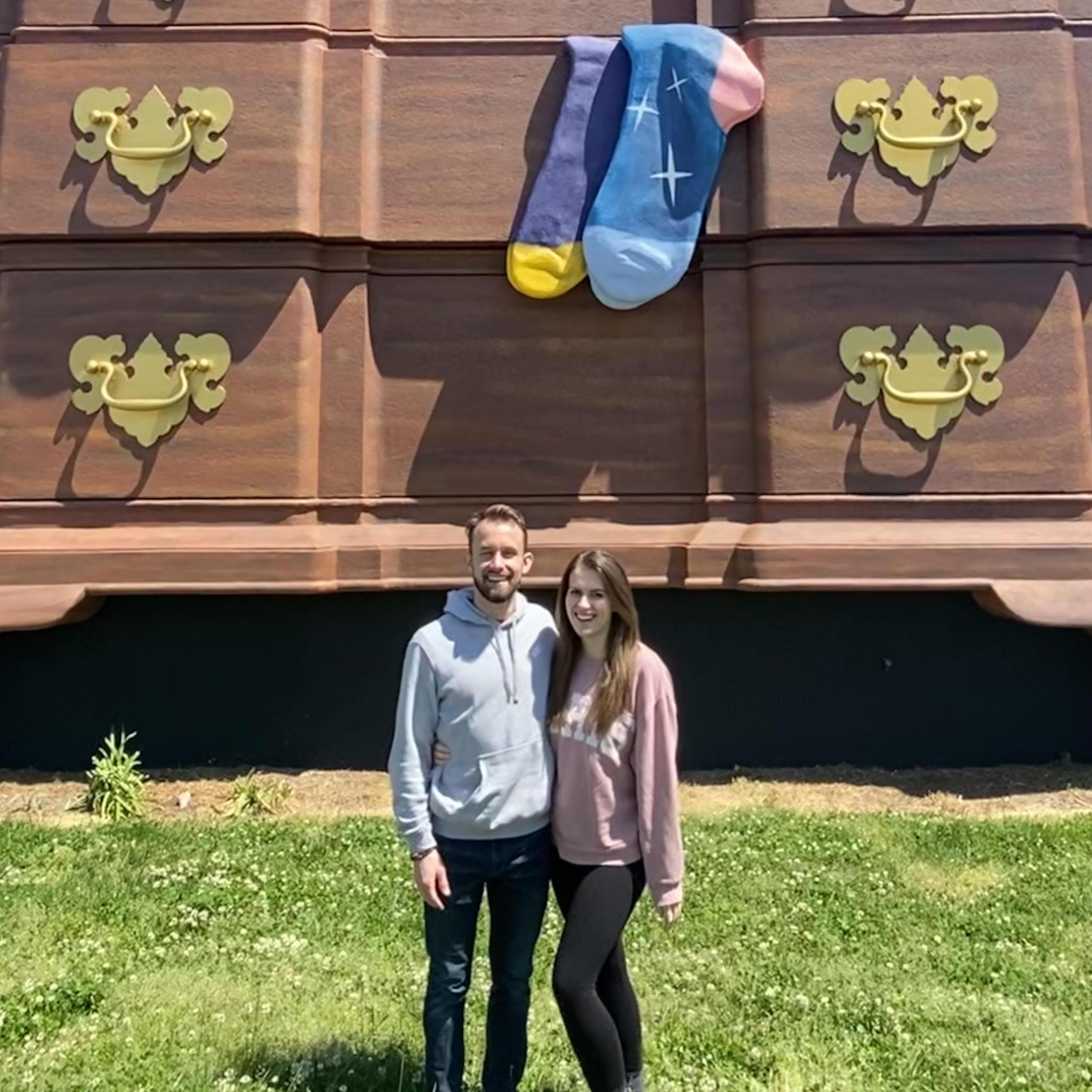 Showing Tanner the beauty of High Point AKA giant furniture downtown.