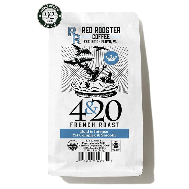 Red Rooster Coffee Roaster, Organic 4&20 French Roast, 12OZ / Whole Bean