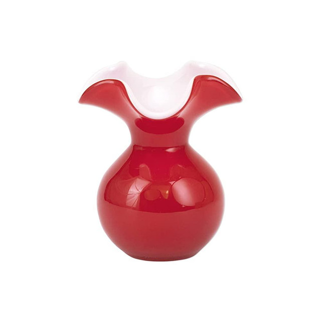 Vietri Hibiscus Collection Italian Mouthblown Glass Vases (Bud, Red)