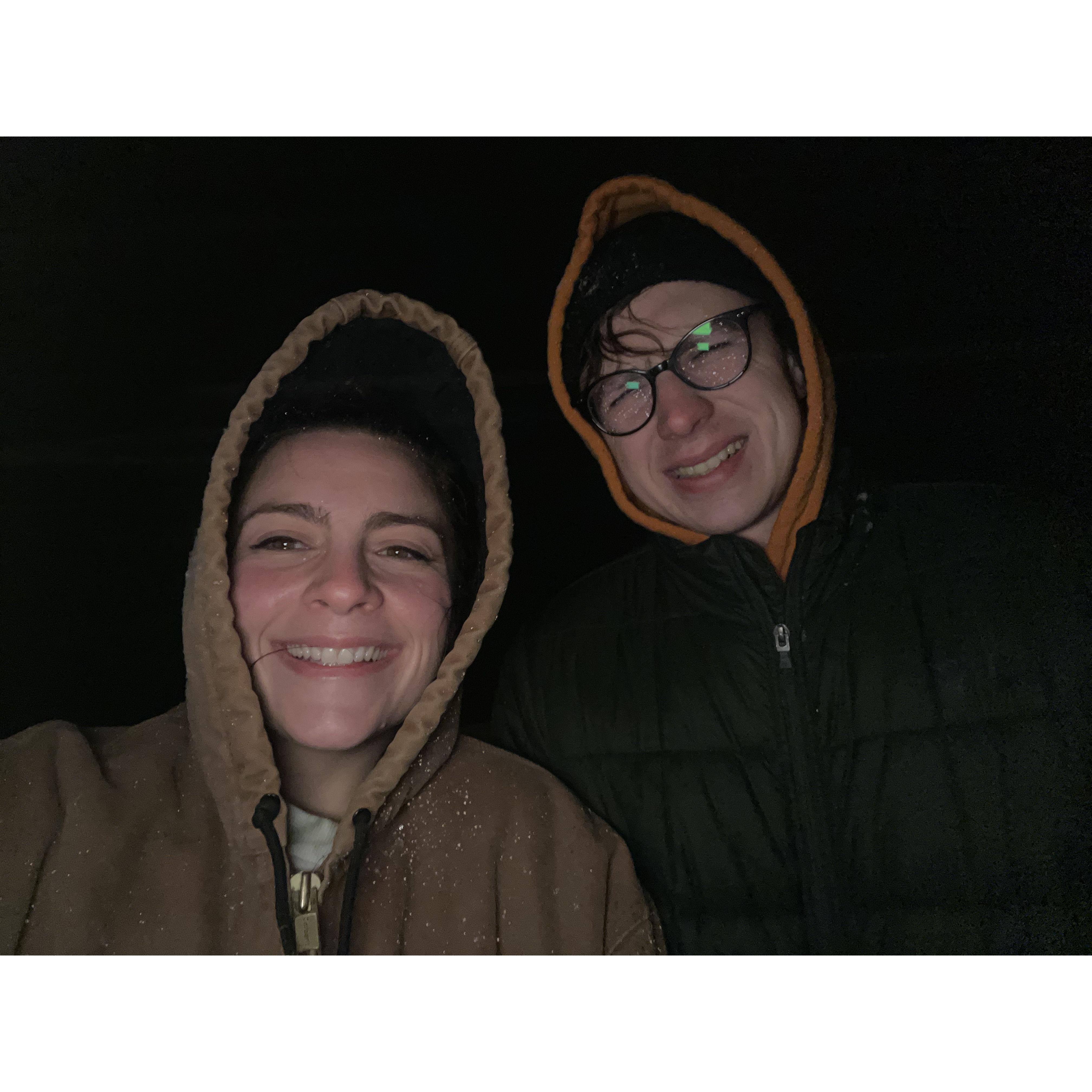 the first time we ever saw snow on the beach, pretty cool.