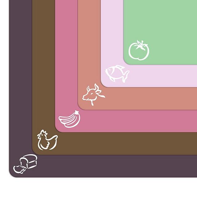 Extra Thick Pastel Flexible Plastic Cutting Board Mats with Food Icons & EZ-Grip Waffle Back, (Set of 6) Dishwasher Safe