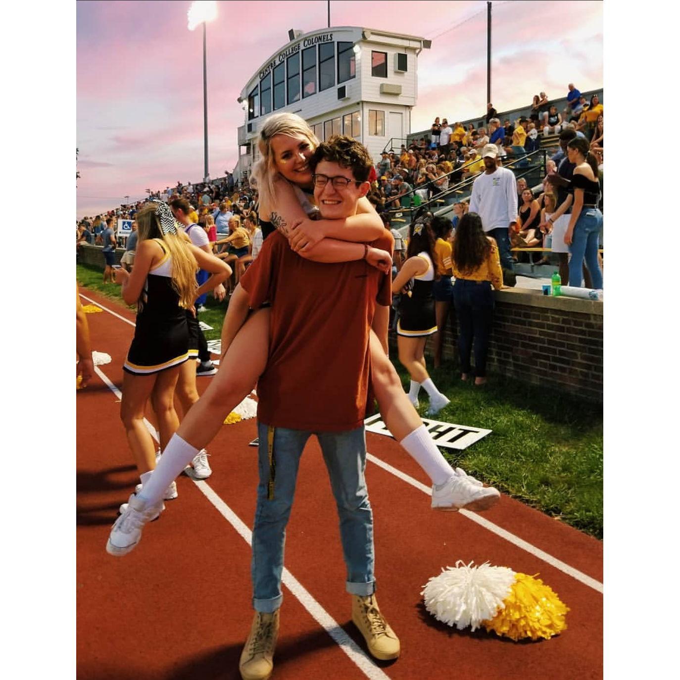 August 2018, beginning of Junior year. We've always been each others biggest cheerleader.
