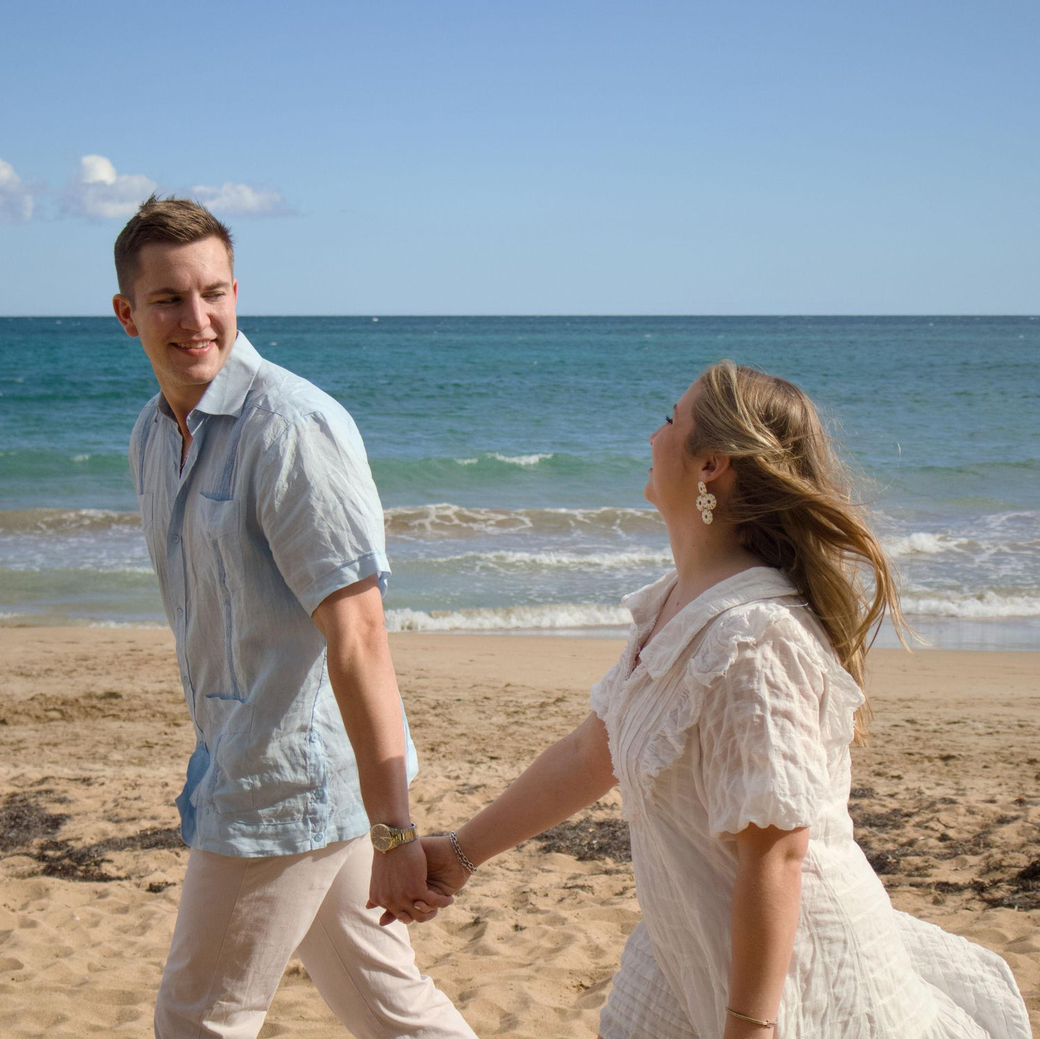 Jack and Patricia getting ready for the wedding on the beach in Puerto Rico!
