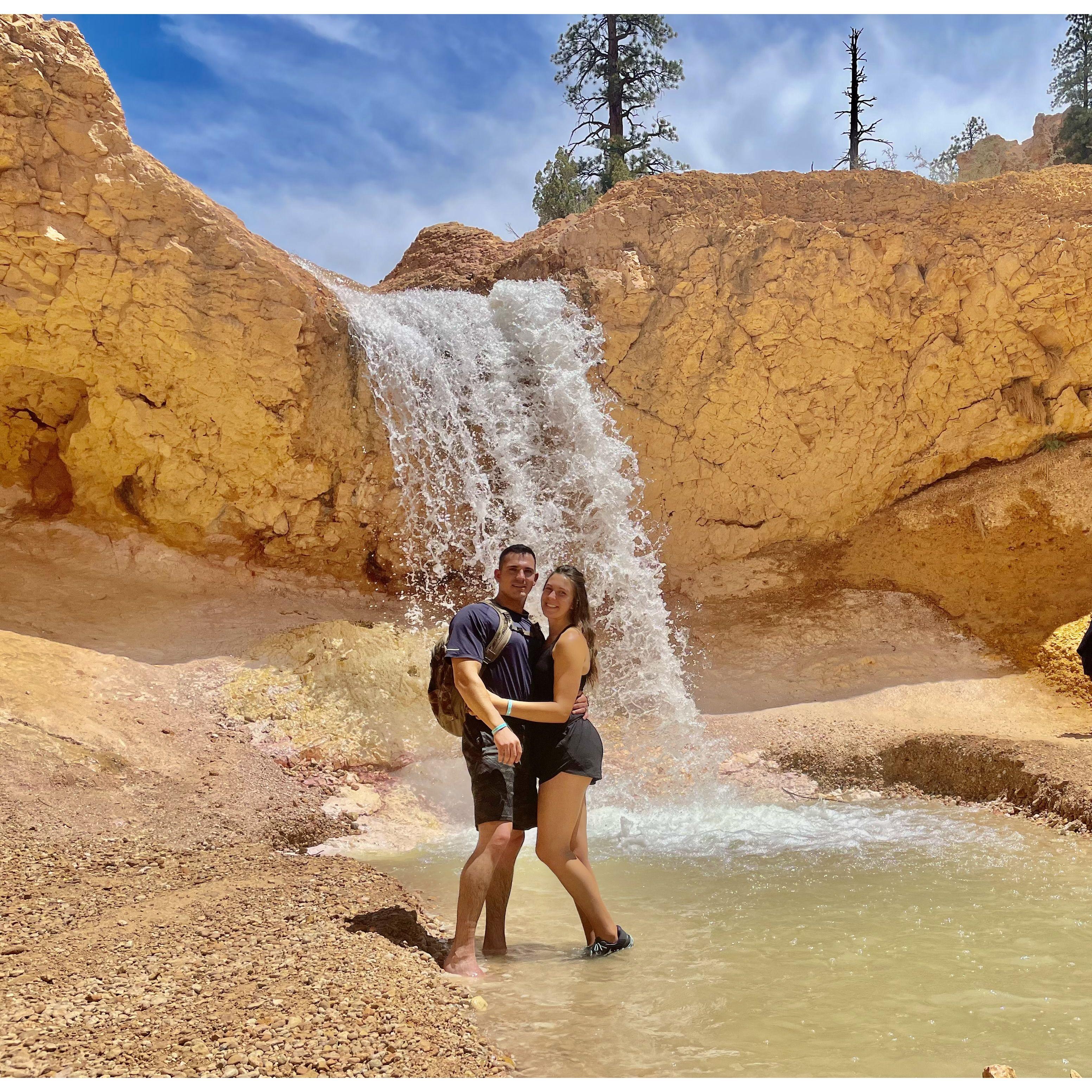 Finding waterfalls in Bryce National Park.