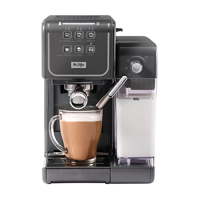 Mr. Coffee 2168819 One-Touch Coffeehouse Espresso, Cappuccino and Latter Maker, 18 Oz, Grey