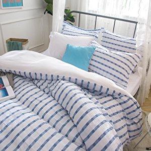 Merryfeel Seersucker 100% cotton yarn dyed Duvet Cover Set - Full/Queen Navy