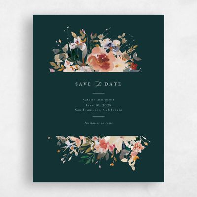 Dark Emerald, Green Wedding Save the Date - Fenella Portrait