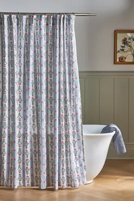 The Printed Cotton Slub Shower Curtain Collection