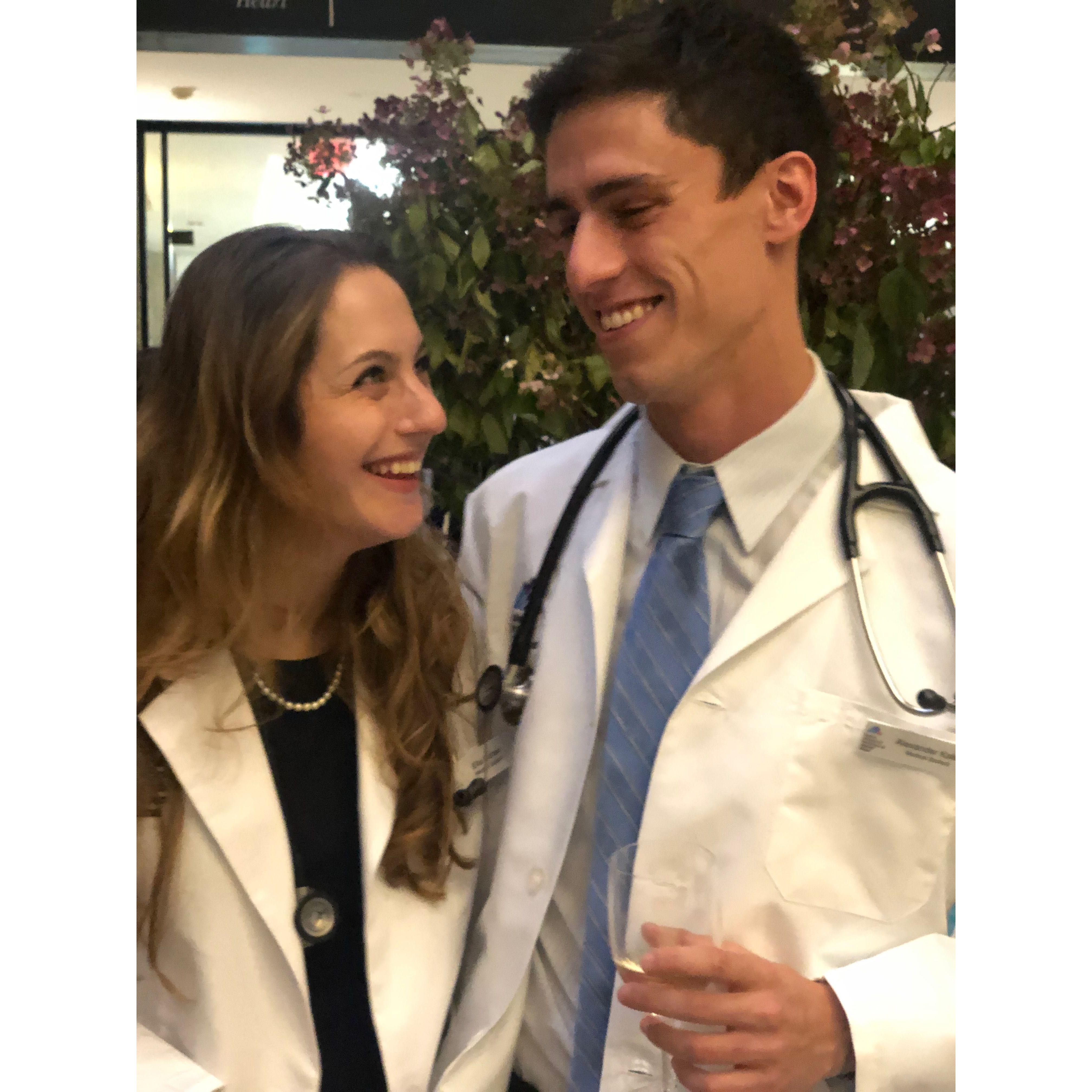 White coat ceremony our first year of medical school. Despite serious attempts to prevent it, our parents met each other 1.5 months into dating...