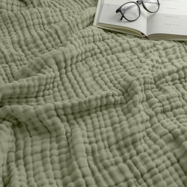 Muslin Blanket for Adults, Extra Large King 108" x 90" By Comfy Cubs - Sage