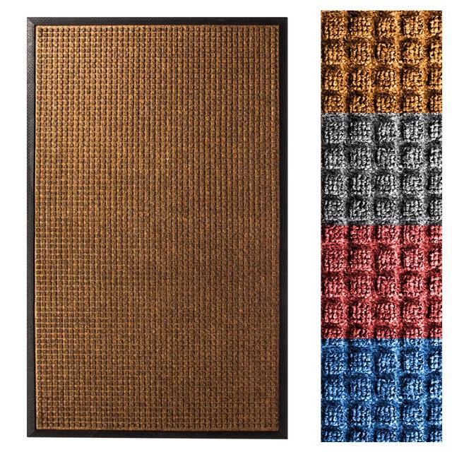 Embossed Front Door Mat | Indoor and Outdoor Entry Rug | Brown | 48 x 72