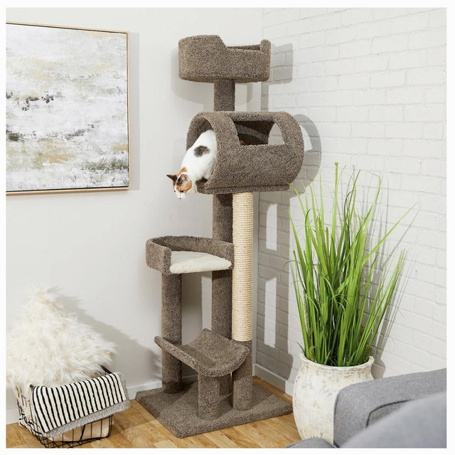 Frisco 69-in Real Carpet Solid Wood Cat Tree