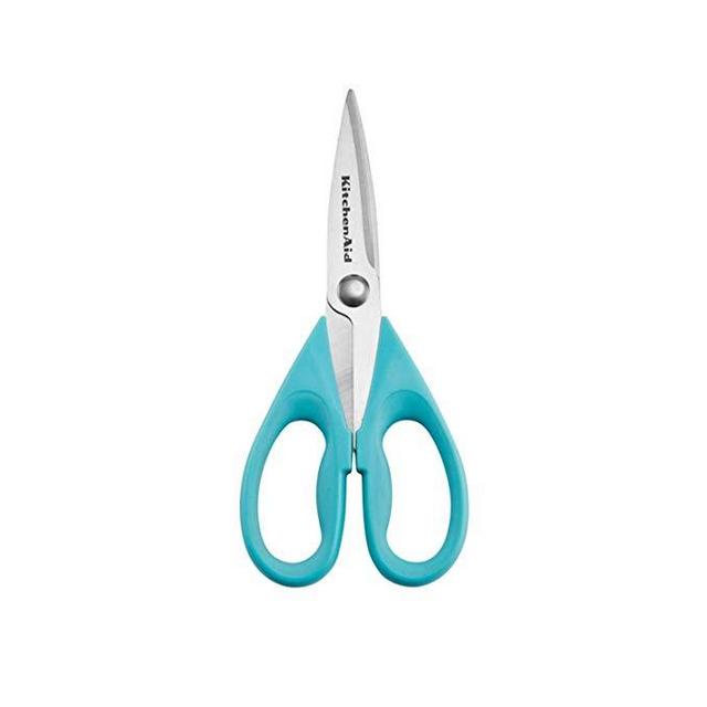 KitchenAid KC351OHAQA Stainless Steel Kitchen Shears with Soft Grip Handles, Aqua Sky