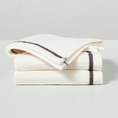 Textured Stitch Bath Linens Sour Cream/Railroad Gray - Hearth & Hand™ with Magnolia