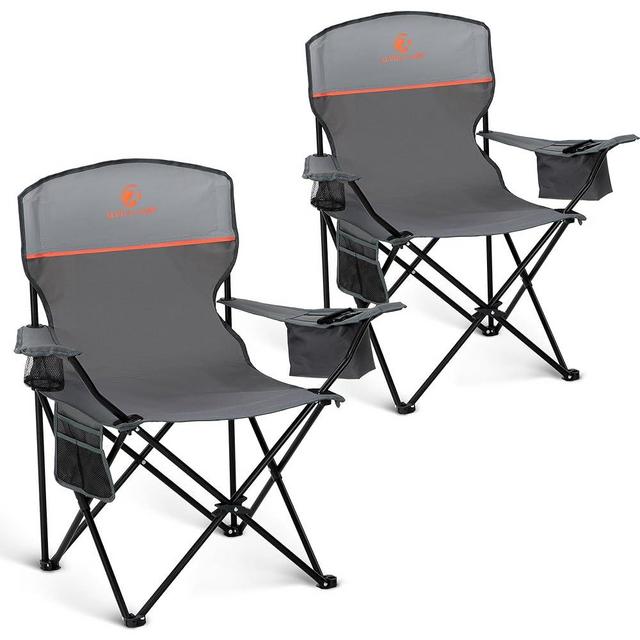 ALPHA CAMP Camping Chair 2 Pack Portable Chair with 3-Can Cooler Folding Chair with Side Pocket and Cup Holder, Collapsible Chair for Camping, Tailgates, Beach, Fishing and Sports,2PC