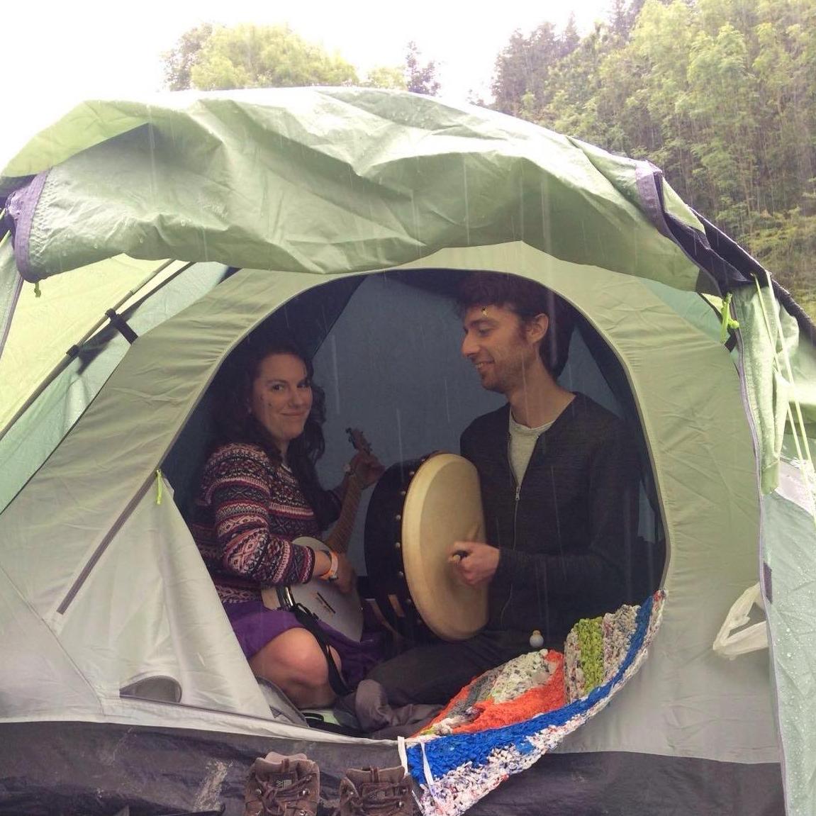 Us havin a jam in the rain at Fire in the Mountain festival.