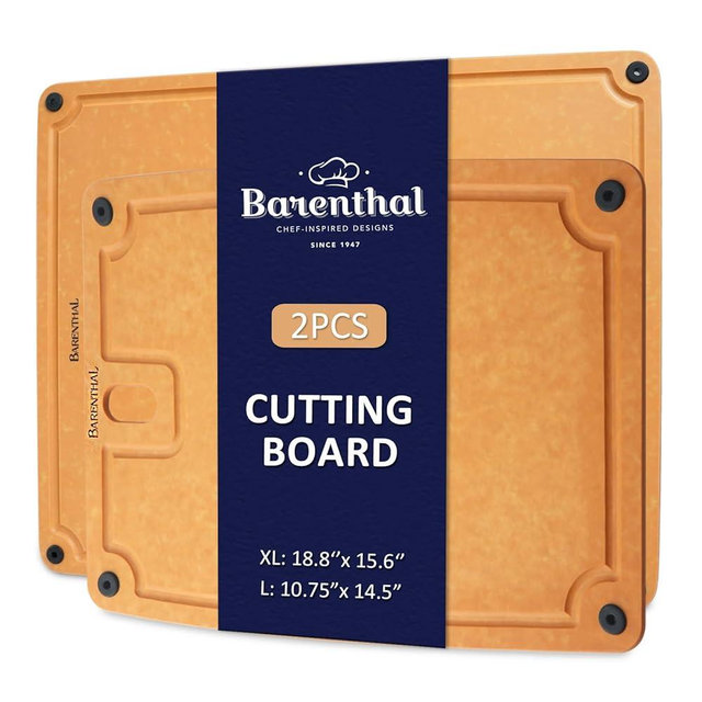 Barenthal Large Cutting Boards for Kitchen Dishwasher - 2PC Cutting Board Set Double-Sided with Non-Slip Feet and Juice Groove Composite Chopping Board for Kitchen Knife Friendly XL(18.8")+L(14.5")