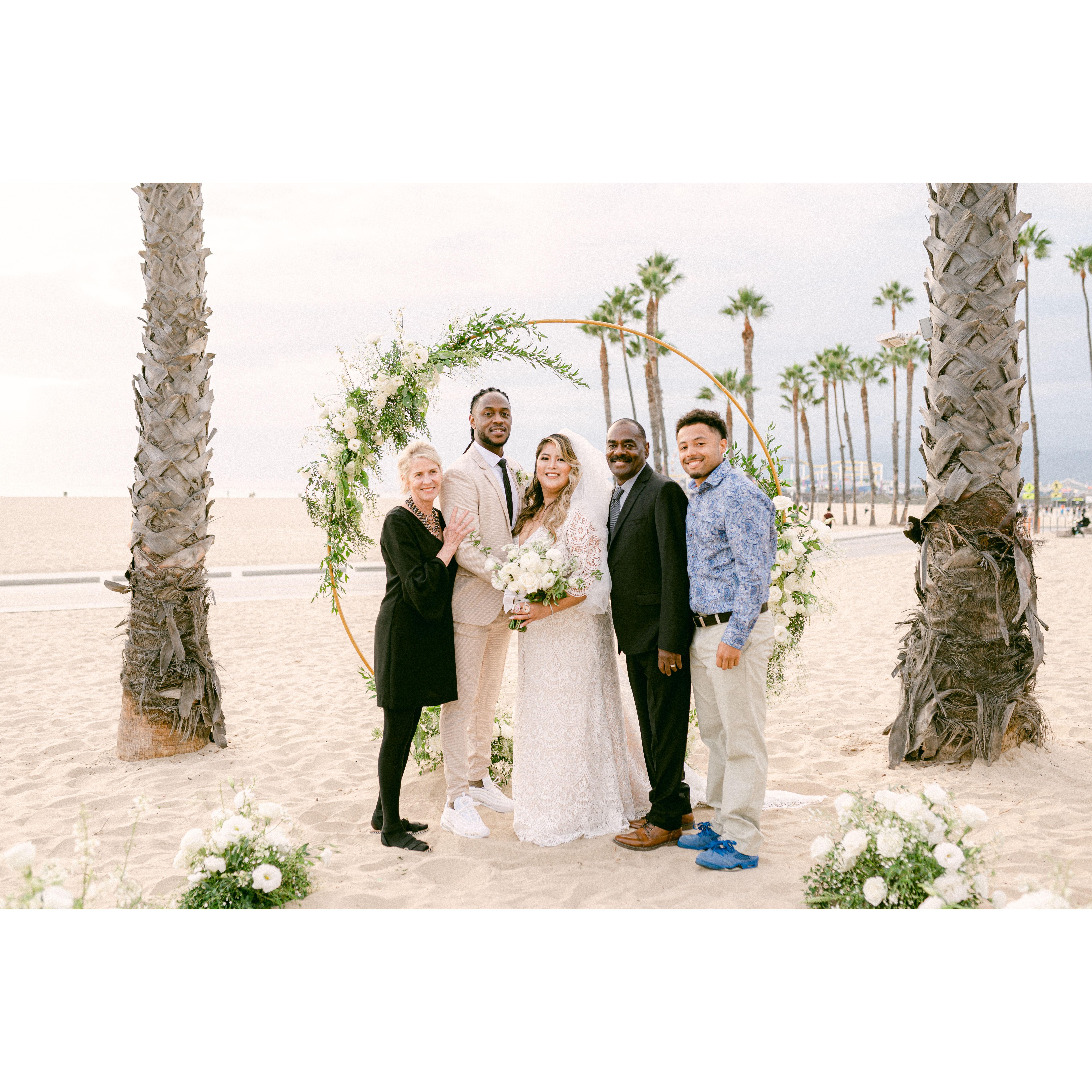 The Newlyweds with Pops Leslie Moore, Mama Theresa Moore and brother Paris
