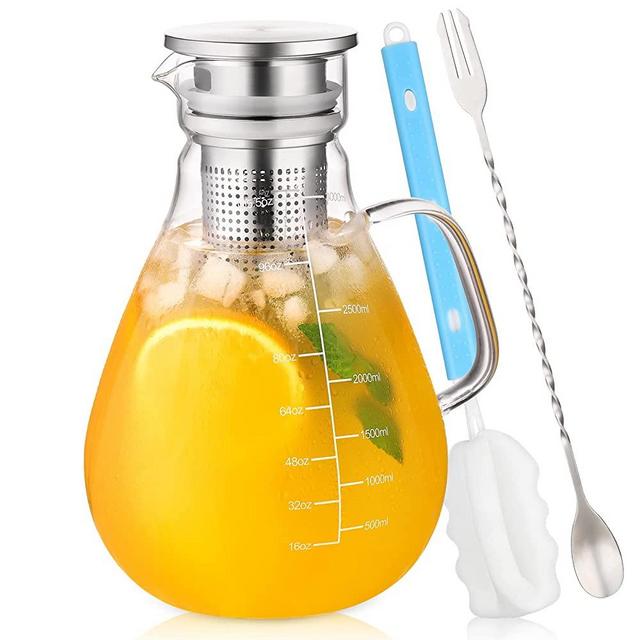  Glass Pitcher with Lid 1 Gallon Pitcher, 105.6oz Glass