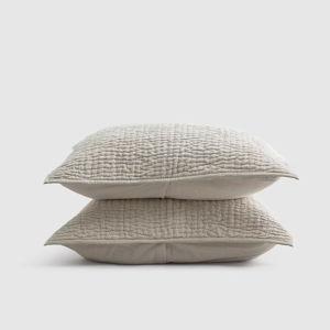 European Linen Cotton Stitch Sham Set - Natural, Standard