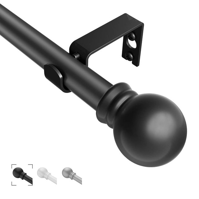 Black Curtain Rods for Windows 31"- 92", Decorative Drapery Rod Adjustable by Splicing, 5/8 inch Small Curtain Rod for Bedroom, Living Room, Kitchen and Outdoors