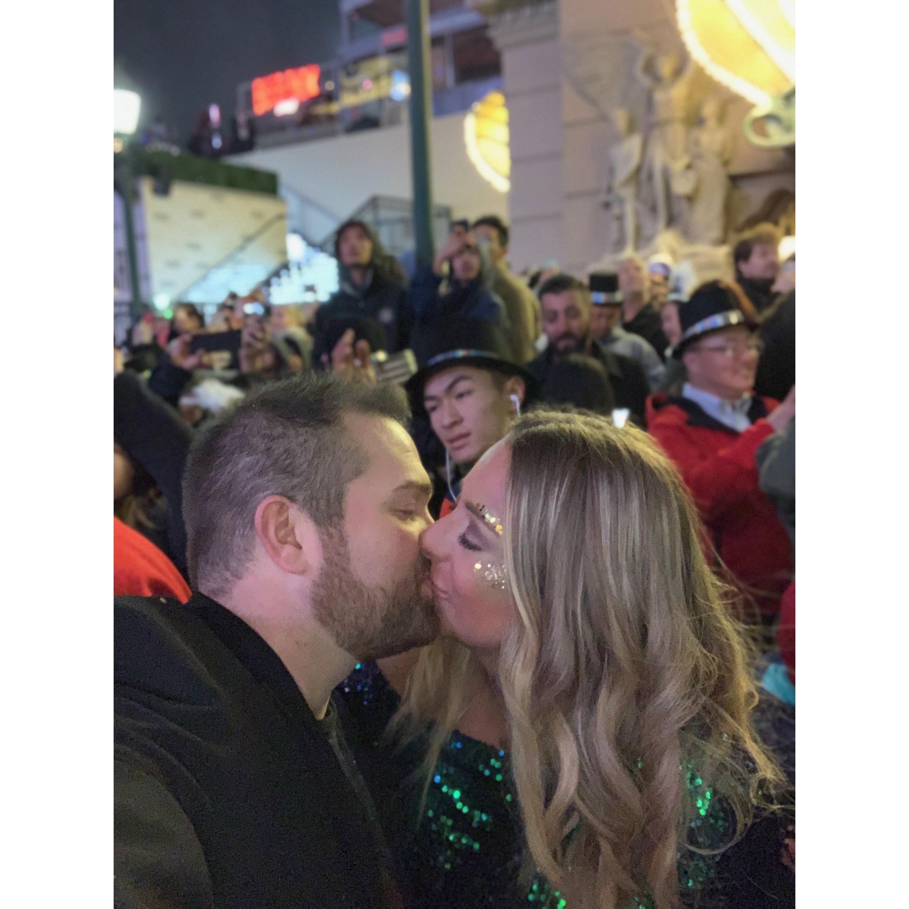 Our first kiss at midnight ringing in 2019 - there were ACTUAL fireworks!