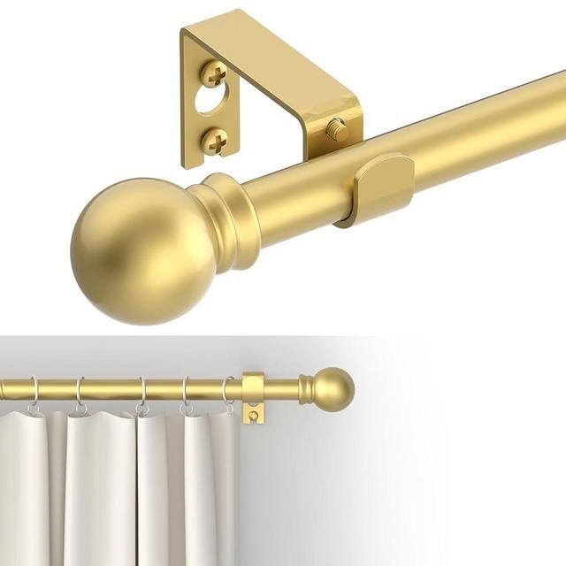 GXOACKJ Curtain Rods for windows 32 to 48 inch, 5/8 inch Decorative Curtain Rod Set, Gold Splicing Heavy Duty Metal Curtain Rod with Brackets