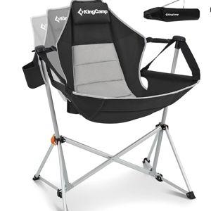 KingCamp Hammock Camping Chair, Aluminum Alloy Adjustable Back Swinging Chair, Folding Rocking Chair with Pillow Cup Holder, Recliner for Outdoor Travel Sports Games Lawn Concerts Backyard