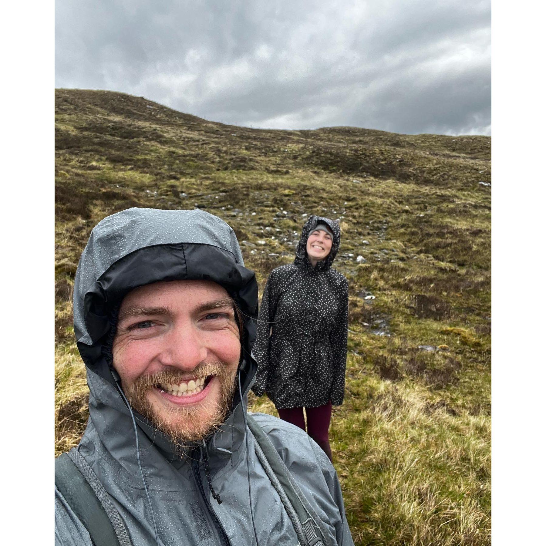 Getting lost while hiking in the rain in Scotland.