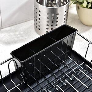 POPILION Superior Quality Kitchen Sink Side Antimicrobial Draining Dish Drying Rack,3-Piece Black