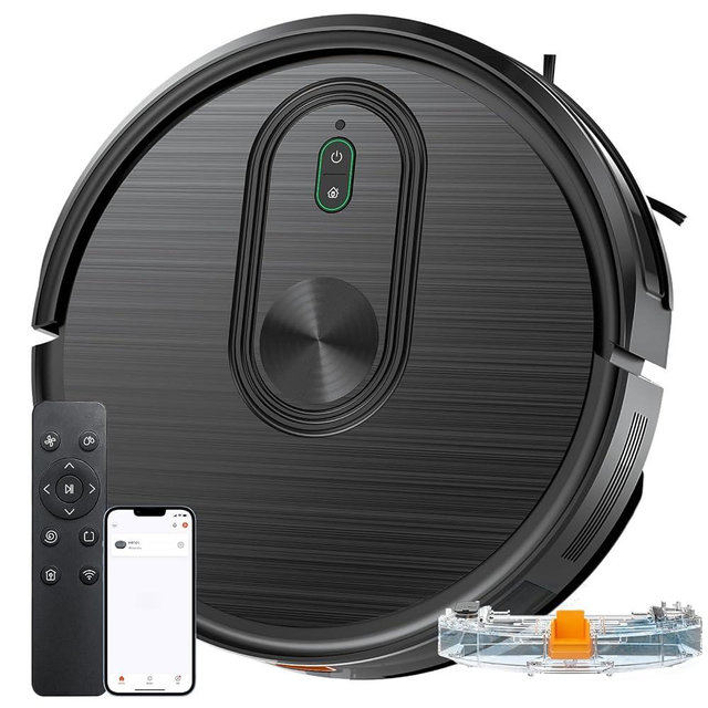 Robot Vacuum and Mop Combo, 2 in 1 Mopping Robotic Vacuum with Schedule, App/Bluetooth/Voice, Max Suction 3200Pa, Self-Charging Robot Vacuum Cleaner, Slim, Ideal for Pet Hair, Hard Floor, Carpet