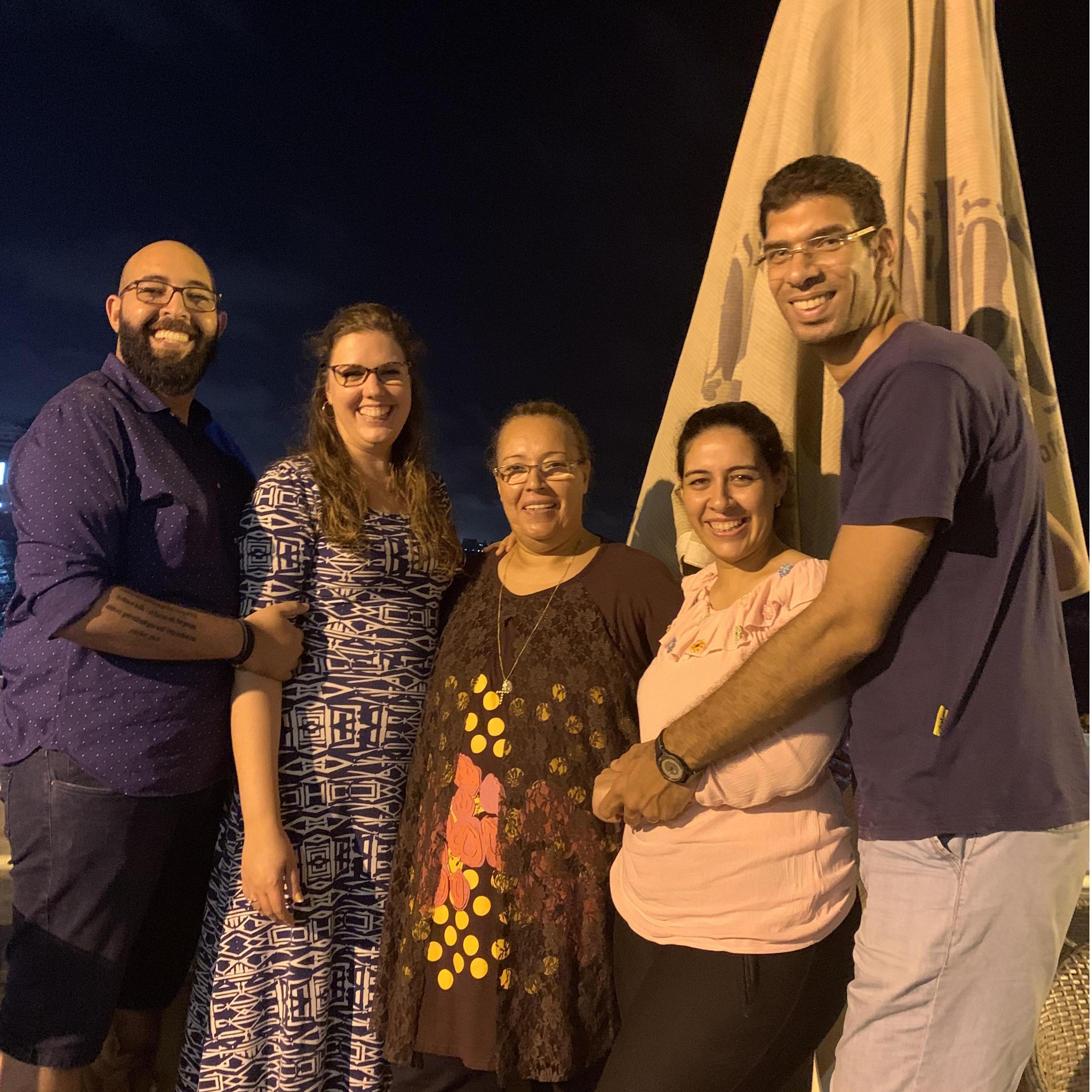 Michel, Elizabeth, Michel's mom, his twin sister Engy, and her husband John