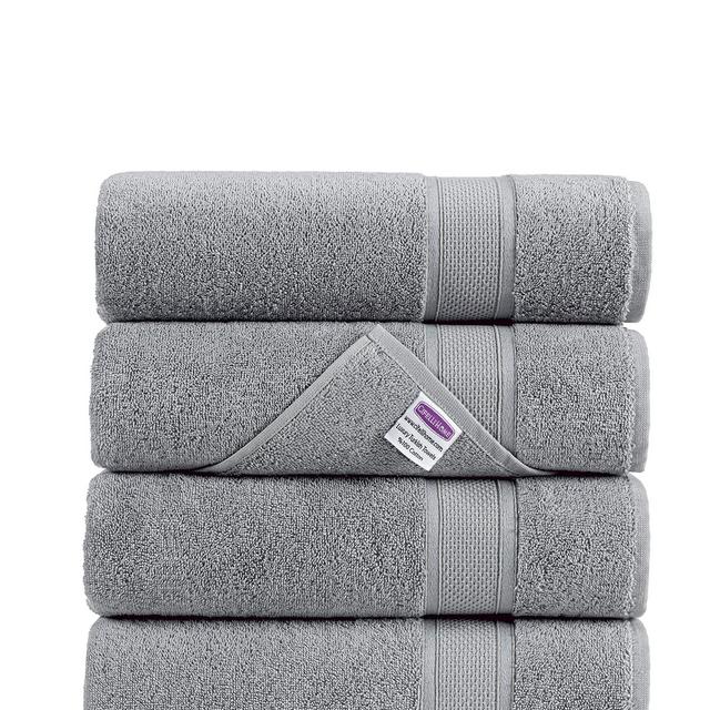 Cifelli Home 100% Turkish Cotton 4 Piece Bath Towel Set (27" x 54"), Super Soft, Fluffy, and Absorbent, Luxury Premium Hotel Quality (Light Grey, Pack of 4)